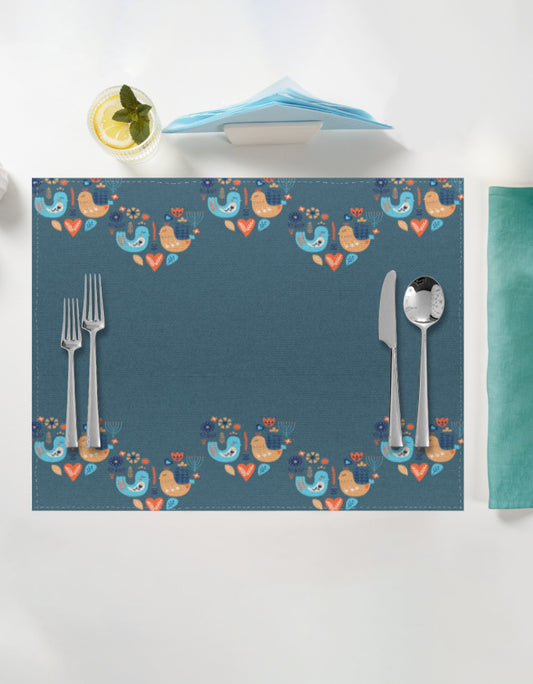 Scandinavian Bird Design Table Linen Set for 4
