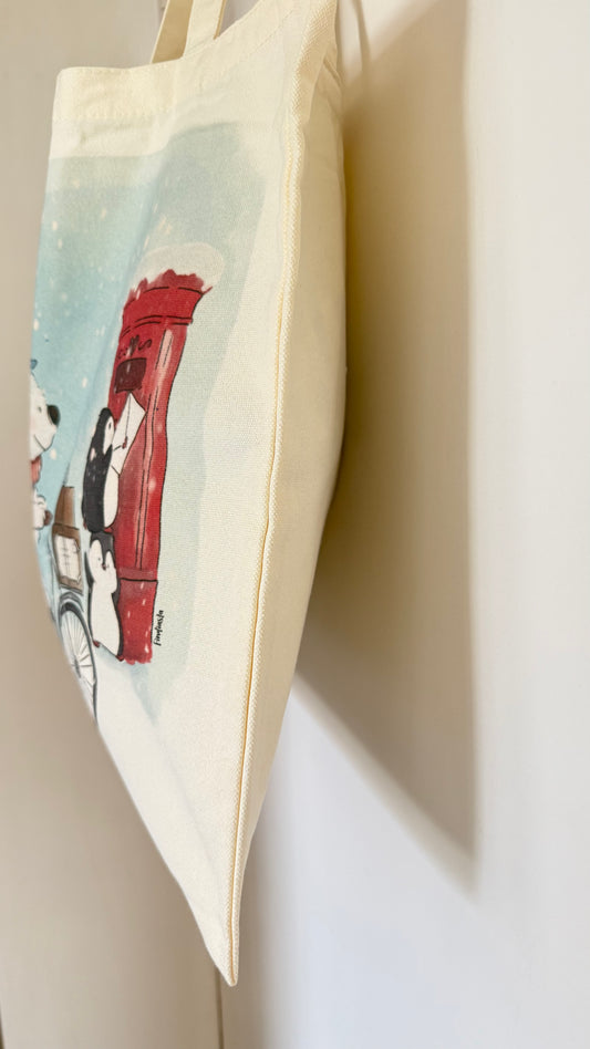 Winter Bear & Penguins Canvas Tote Bag
