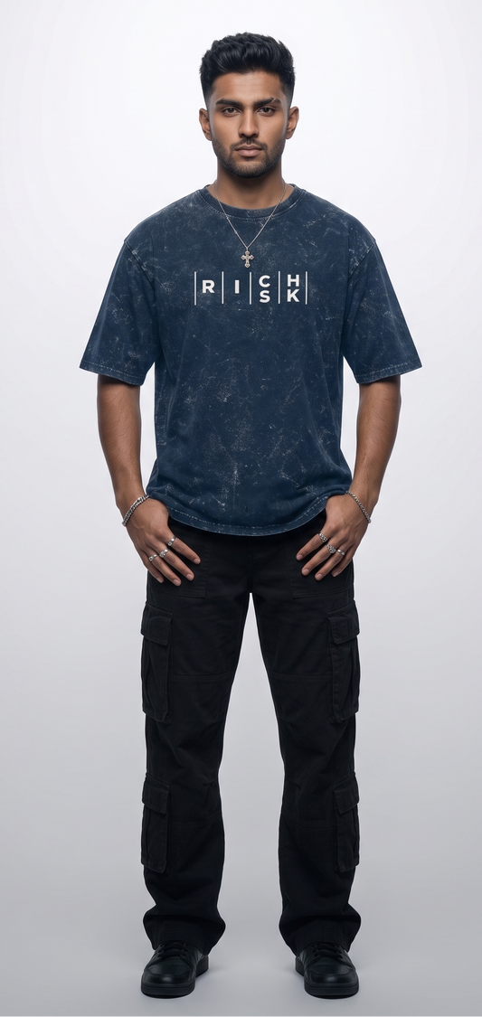 "Rich / Risk" Unisex Acid Washed Oversized Tee