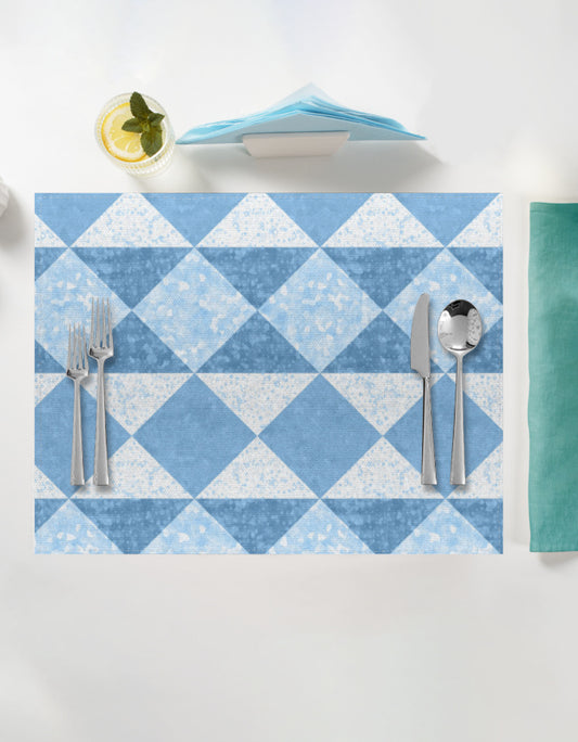 Mediterranean Blue Tile-Inspired Table Linen Set for 4