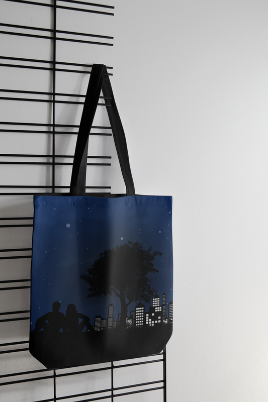 Starry Cityscape Zipper Tote