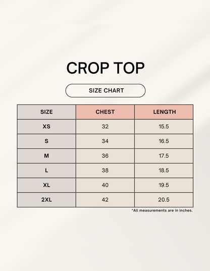 Crop Top Size Chart