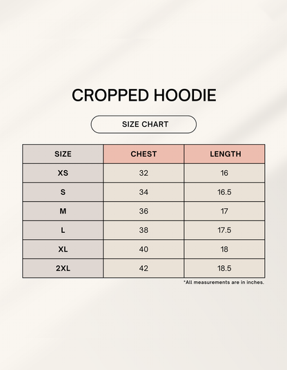 Cropped Hoodie Size Chart