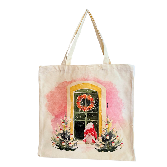 Festive Gnome Canvas Tote Bag