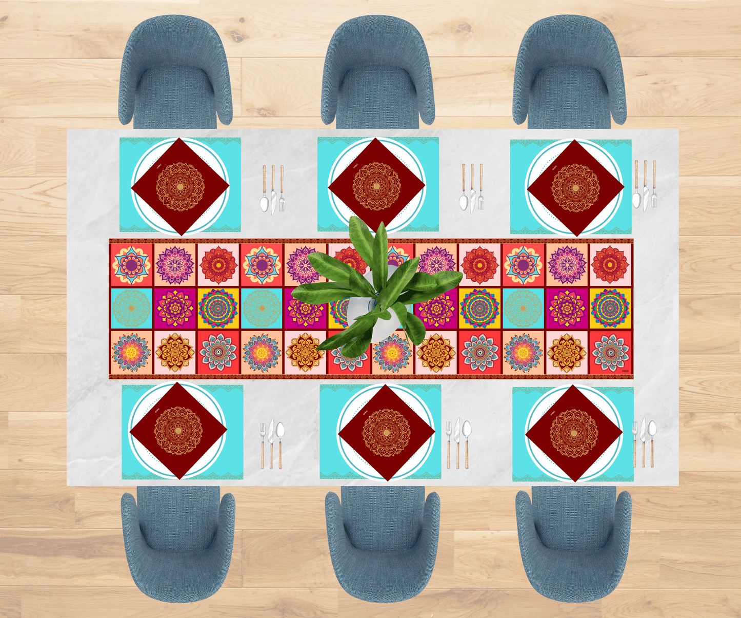 Mandala Majesty Table Linen Set for 6