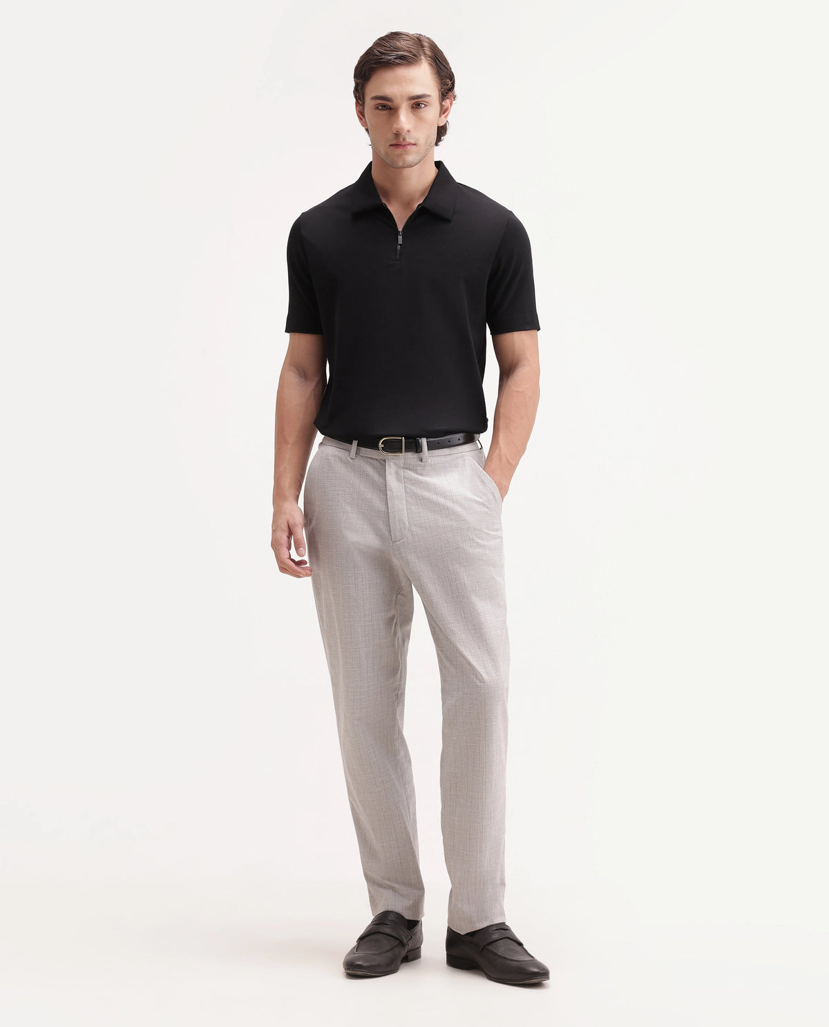 PLAIN POLO WITH ZIPPER (RR-CORP-COVE - BLACK)