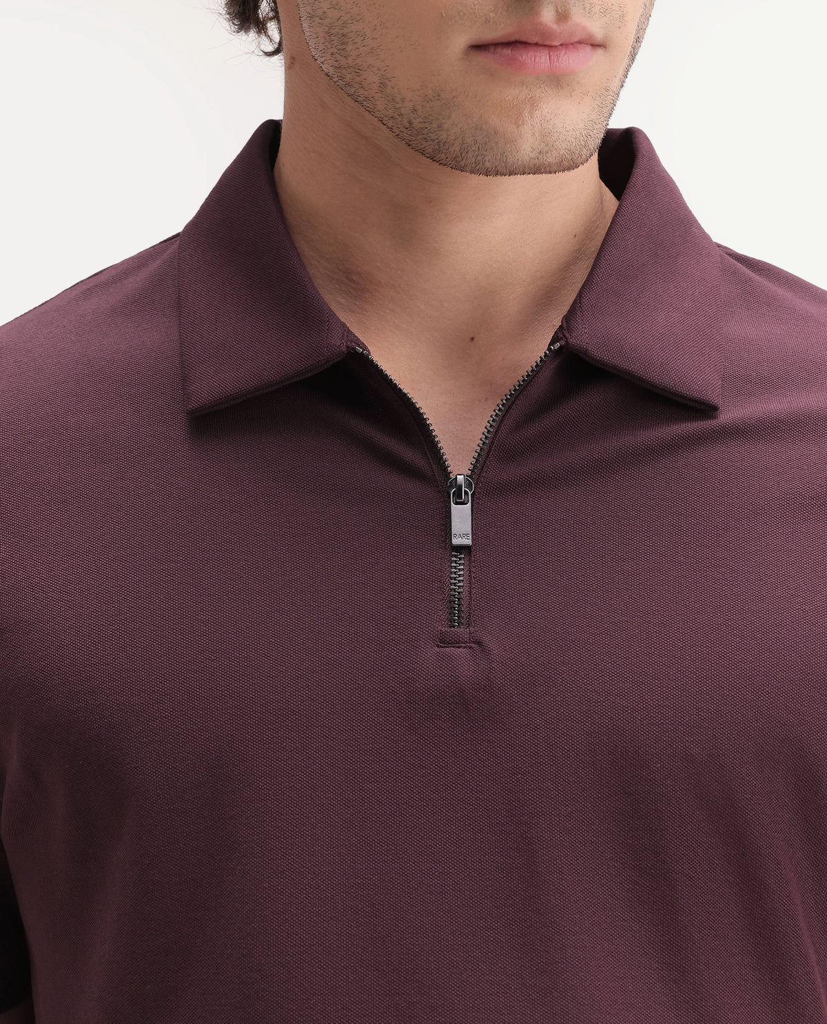 PLAIN POLO WITH ZIPPER (RR-CORP-COVE-MAROON)