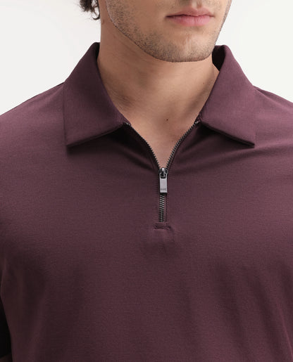 PLAIN POLO WITH ZIPPER (RR-CORP-COVE-MAROON)