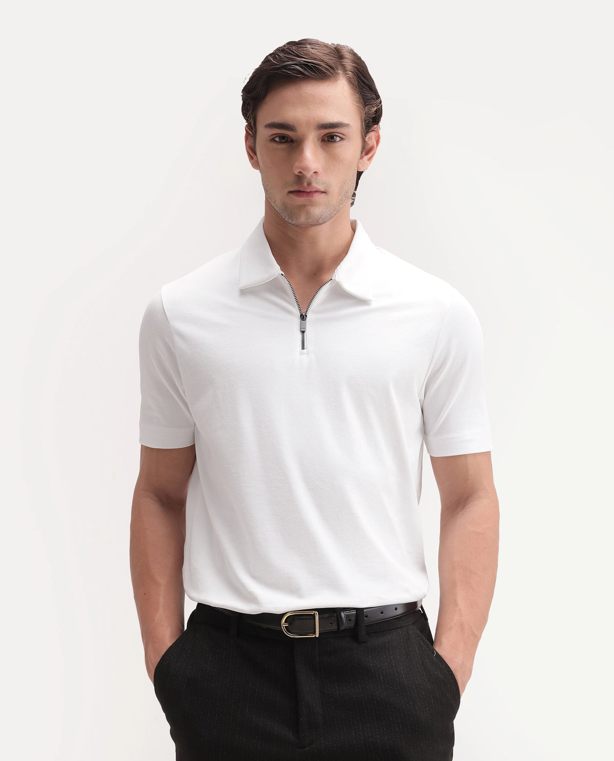 PLAIN POLO WITH ZIPPER (RR-CORP-COVE-WHITE)