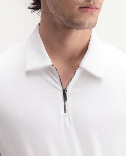 PLAIN POLO WITH ZIPPER (RR-CORP-COVE-WHITE)