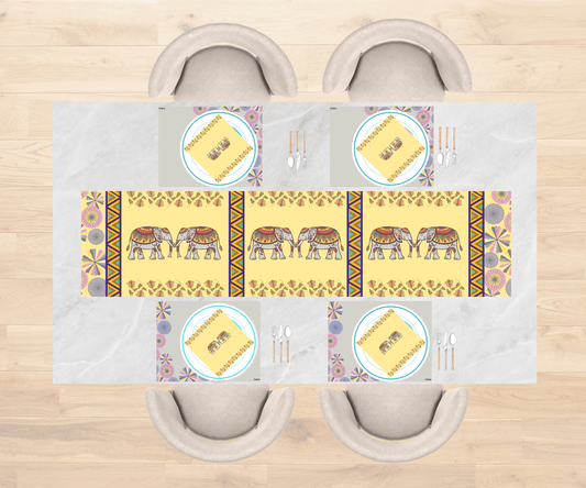 Royal Heritage Elephant Table Linen Set for 4