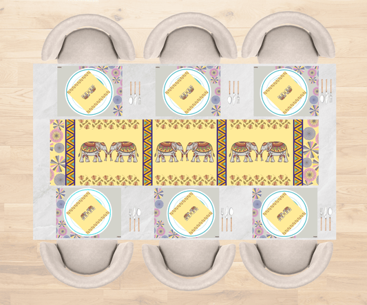 Royal Heritage Elephant Table Linen Set for 6