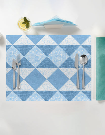 Mediterranean Blue Tile-Inspired Table Linen Set for 4