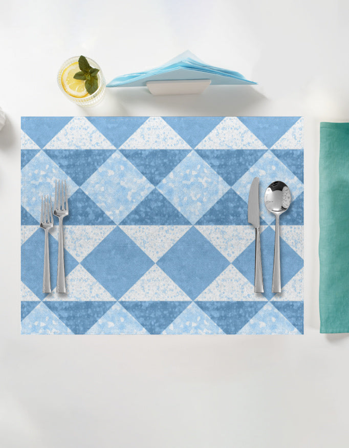 Mediterranean Blue Tile-Inspired Table Linen Set for 6