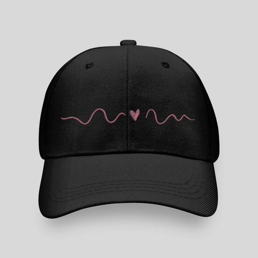 Heartbeat Line Embroidered Cap